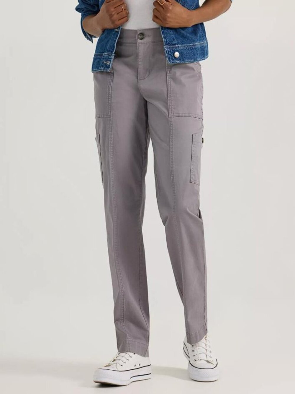 LEE Women's Ultra Lux Comfort with Flex-to-Go Loose Utility Pant Sz 12S in Grey